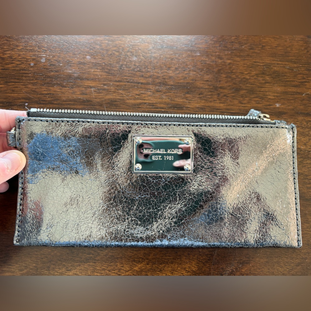 Michael Kors Silver Metallic Wristlet